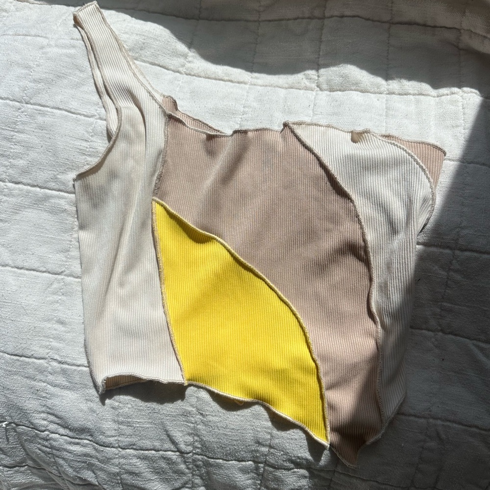 Colorblock Tank Top in Cream, Tan, and Yellow